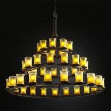 Justice Design Group GLA-8714-16-WTFR-MBLK - Dakota 45-Light 3-Tier Ring Chandelier