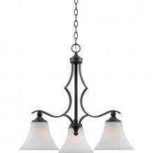 Quoizel SR5103IN - Three Light Iron Gate Etched Painted White Inside Glass Down Chandelier