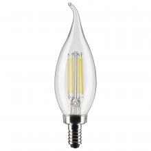 Satco Products Inc. S21841 - 4 Watt CA10 LED; Clear; Candelabra Base; 3000K; 350 Lumens; 120 Volt; 2-Pack