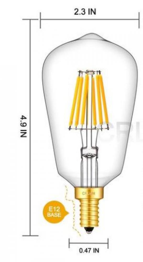 LED Bulb - 6W 700 Lumen LED ST19  Edison, Candelabra Bulb 3000K