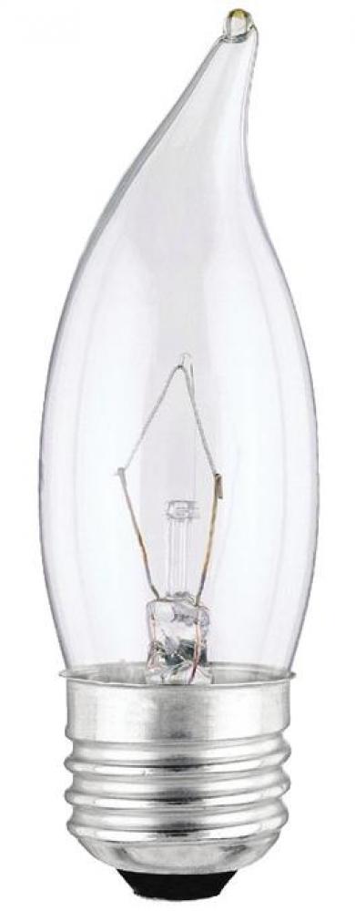 40W CA10 Flame Tip Incandescent Clear E26 (Medium) Base, 120 Volt, Box