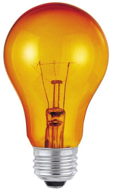 25W A19 Incandescent Transparent Amber E26 (Medium) Base, 120 Volt, Box