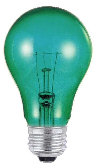 25W A19 Incandescent Transparent Green E26 (Medium) Base, 120 Volt, Box