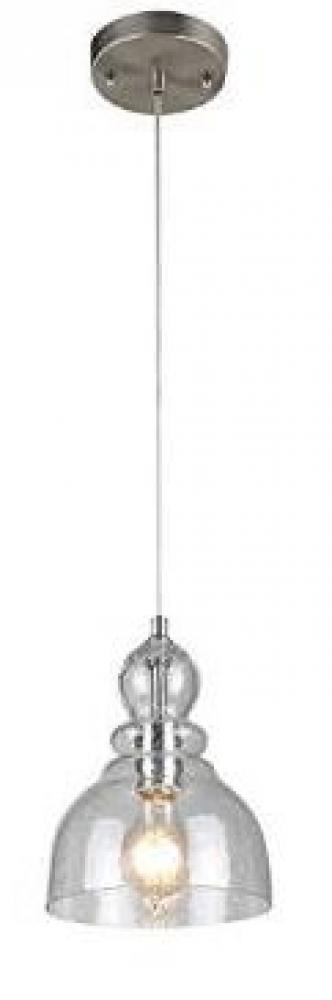 Mini Pendant Brushed Nickel Finish Clear Seeded Glass