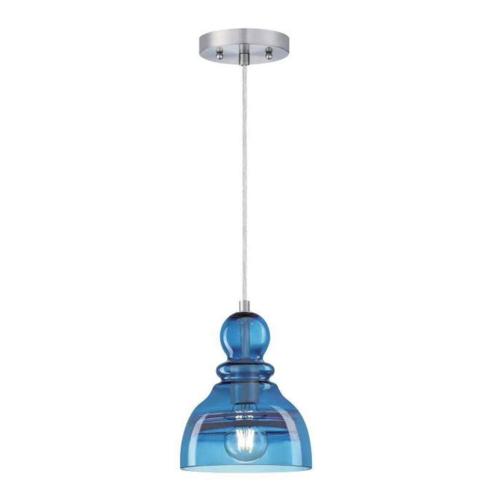 Mini Pendant Brushed Nickel Finish Sapphire Glass