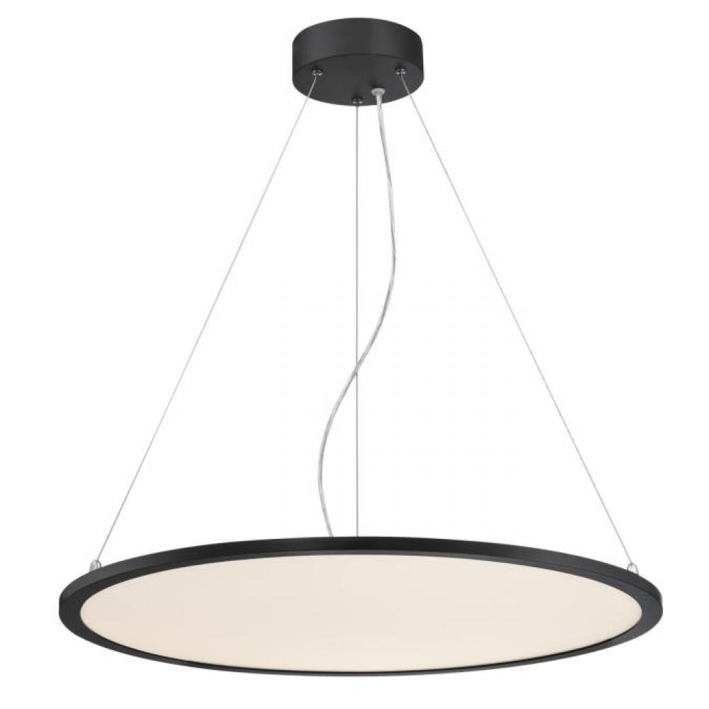 LED Chandelier Matte Black Finish White Acrylic Disc