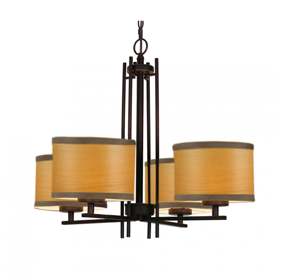 Woodbridge Lighting 15814MEB-SV1080N Hudson 4-light Veneer Shade Chandelier