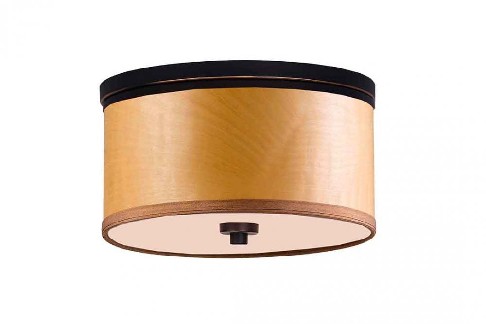 Woodbridge Lighting 15830MEB-SV1150B Hudson Veneer Shade Flush Mount