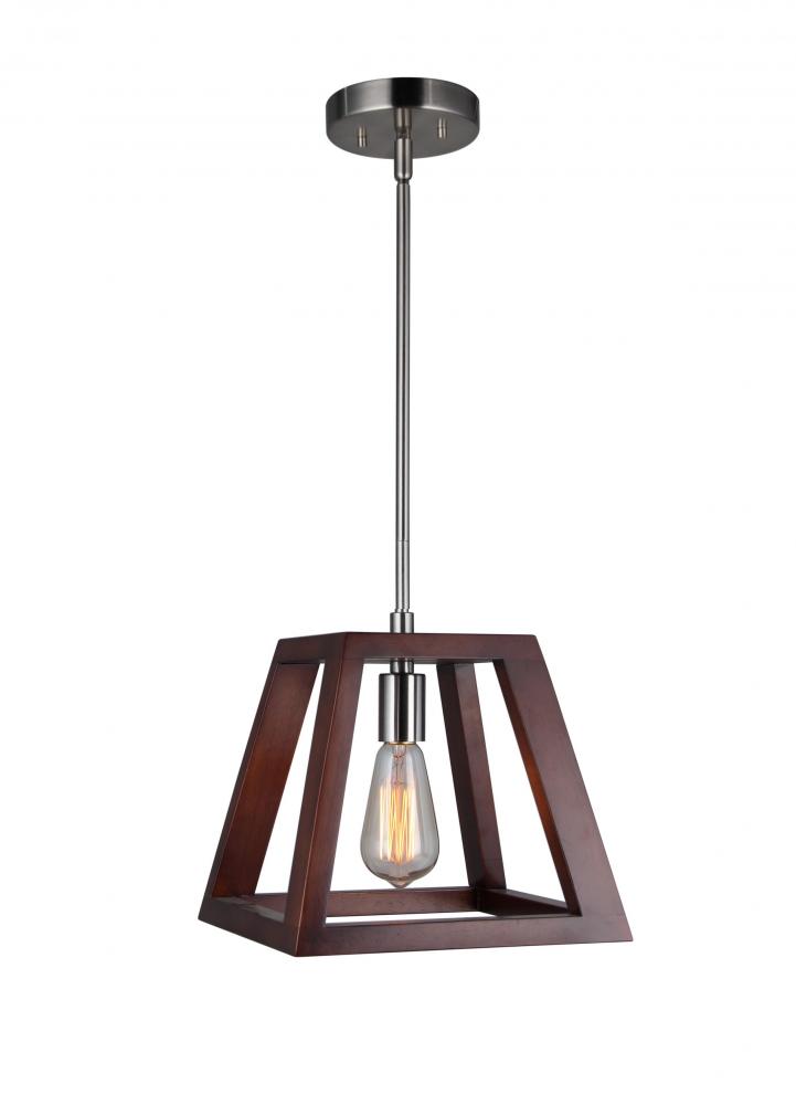 Woodbridge Lighting 17223STN-WLK1WN Walden Wood Mini-pendant