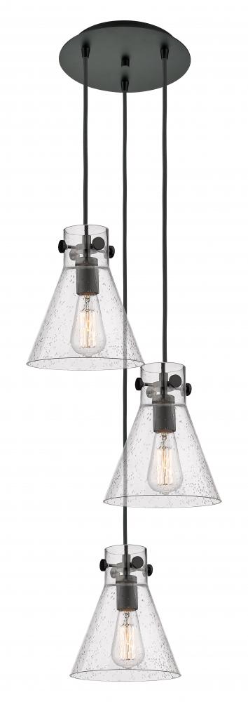 Newton Cone - 3 Light - 16 inch - Matte Black - Multi Pendant