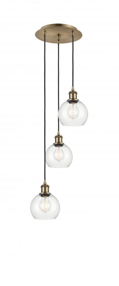 Athens - 3 Light - 12 inch - Antique Brass - Cord Hung - Multi Pendant