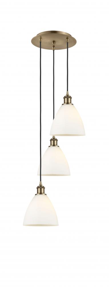 Bristol - 3 Light - 14 inch - Antique Brass - Cord Hung - Multi Pendant