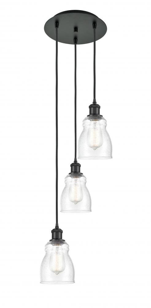 Ellery - 3 Light - 12 inch - Matte Black - Cord Hung - Multi Pendant