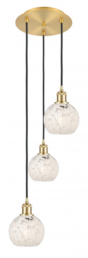 White Mouchette - 3 Light - 13 inch - Satin Gold - Cord Hung - Multi Pendant