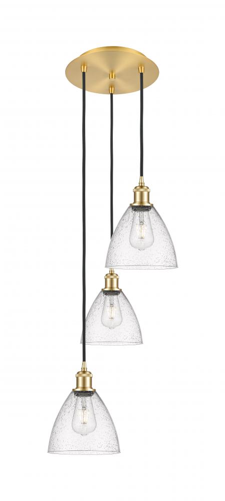 Bristol - 3 Light - 14 inch - Satin Gold - Cord Hung - Multi Pendant