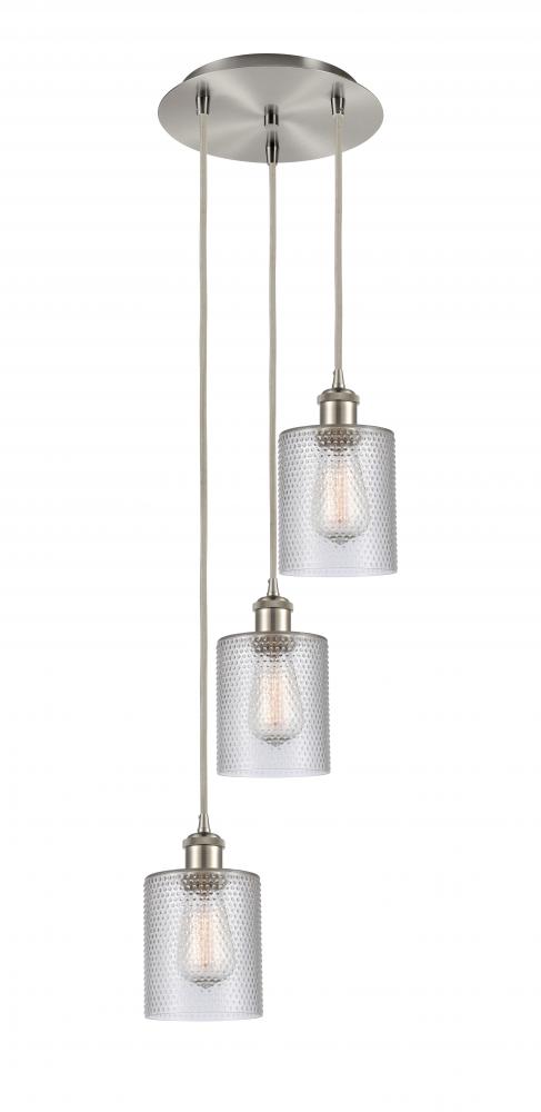 Cobbleskill - 3 Light - 12 inch - Brushed Satin Nickel - Cord Hung - Multi Pendant