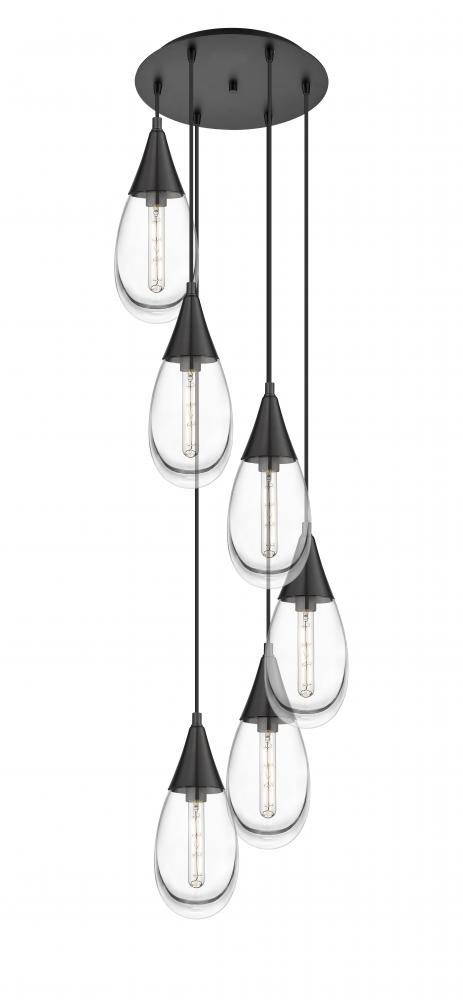 Malone - 6 Light - 17 inch - Matte Black - Multi Pendant