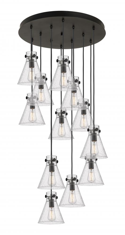 Newton Cone - 12 Light - 27 inch - Matte Black - Multi Pendant