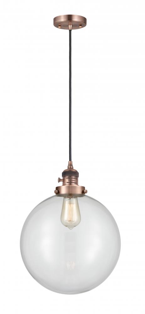 Beacon - 1 Light - 12 inch - Antique Copper - Cord hung - Mini Pendant