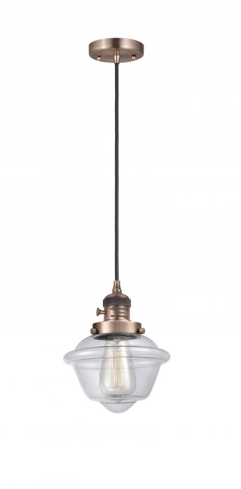 Oxford - 1 Light - 7 inch - Antique Copper - Cord hung - Mini Pendant