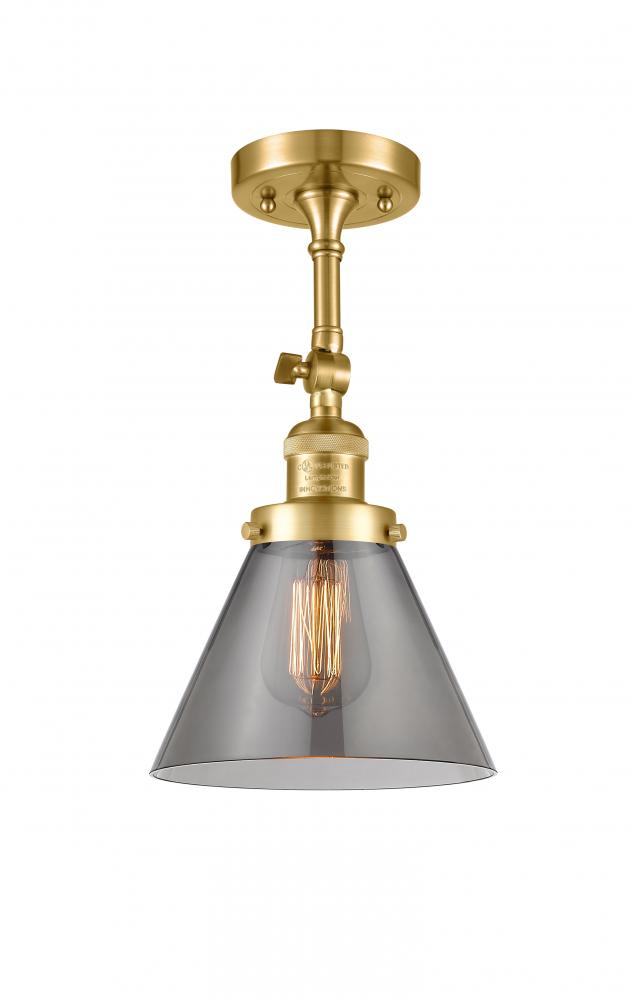 Cone - 1 Light - 8 inch - Satin Gold - Semi-Flush Mount