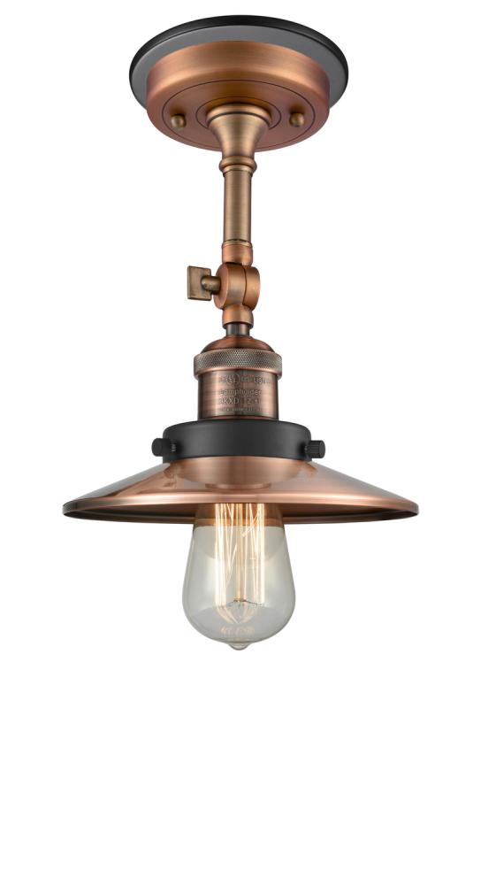 Railroad - 1 Light - 8 inch - Antique Copper - Semi-Flush Mount