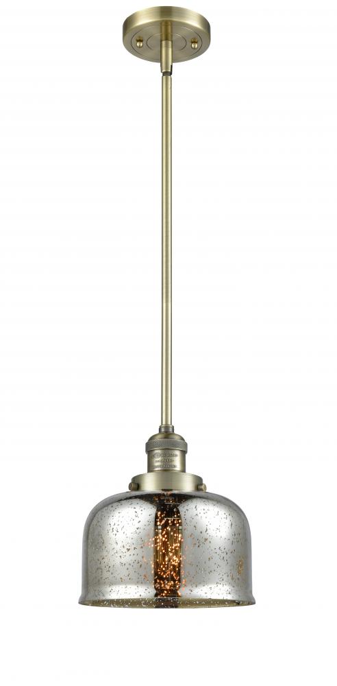 Bell - 1 Light - 8 inch - Antique Brass - Stem Hung - Mini Pendant