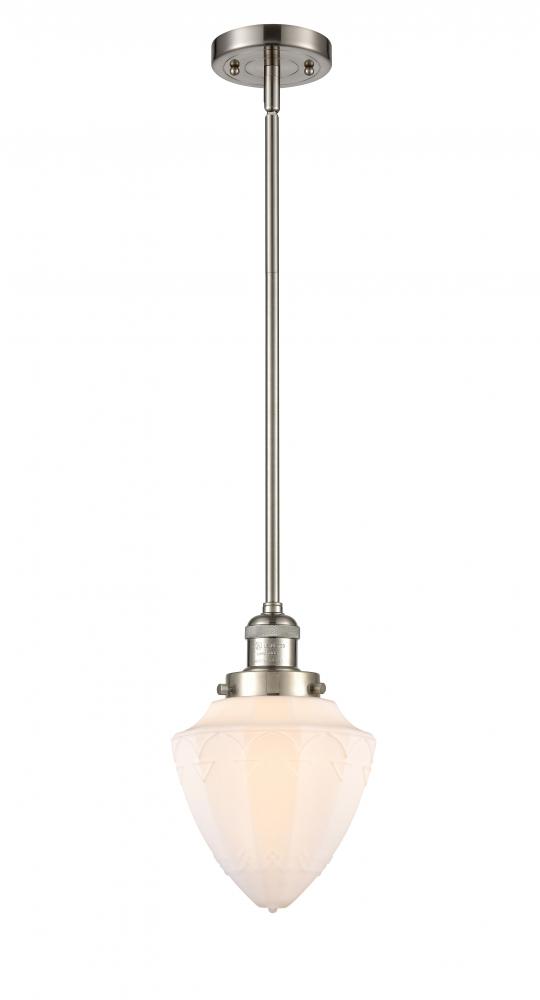 Bullet - 1 Light - 7 inch - Brushed Satin Nickel - Stem Hung - Mini Pendant