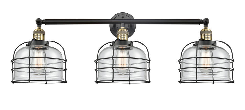 Bell Cage - 3 Light - 34 inch - Black Antique Brass - Bath Vanity Light