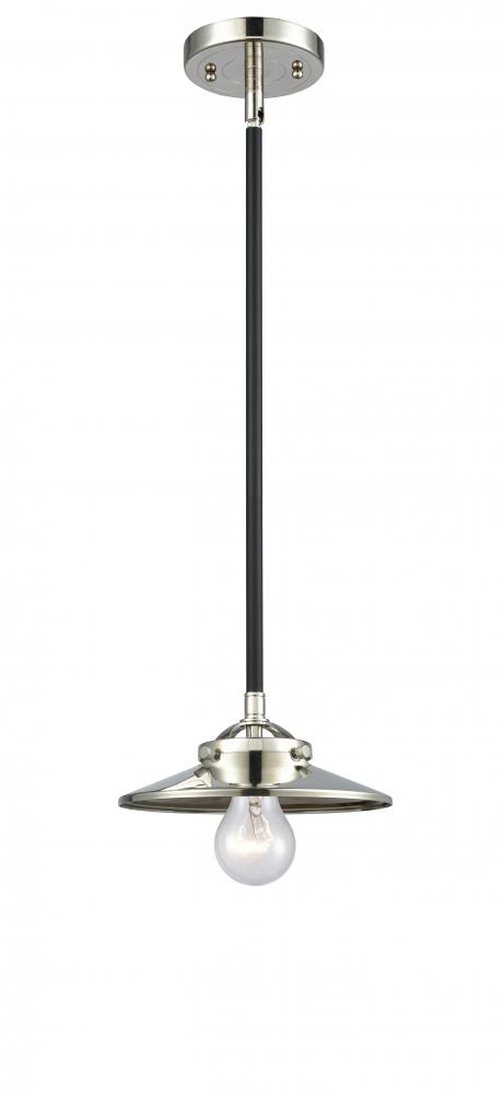 Railroad - 1 Light - 8 inch - Black Polished Nickel - Cord hung - Mini Pendant