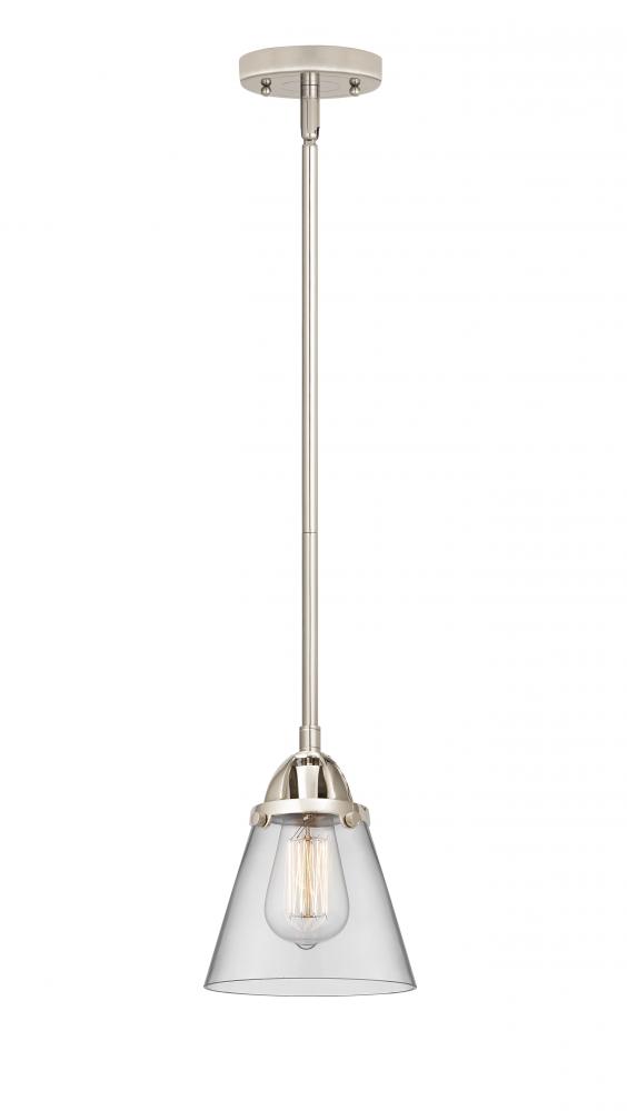 Cone - 1 Light - 6 inch - Polished Nickel - Cord hung - Mini Pendant