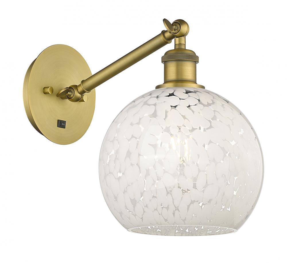 White Mouchette - 1 Light - 8 inch - Brushed Brass - Sconce