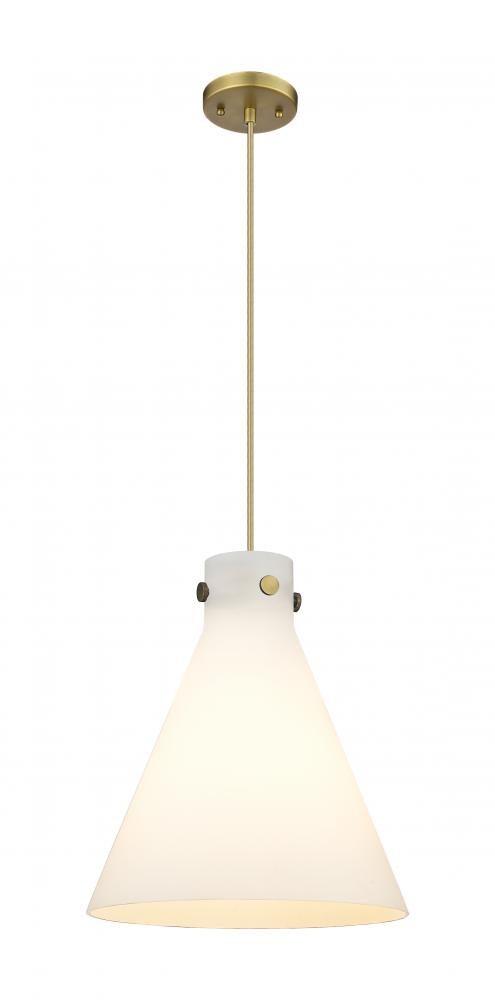 Newton Cone - 1 Light - 14 inch - Brushed Brass - Cord hung - Pendant