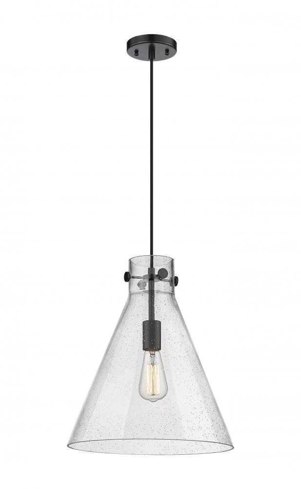 Newton Cone - 1 Light - 14 inch - Matte Black - Cord hung - Pendant