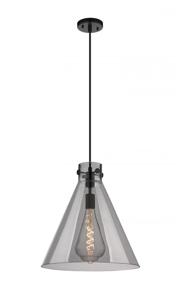 Newton Cone - 1 Light - 16 inch - Matte Black - Cord hung - Pendant