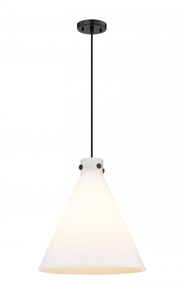 Newton Cone - 1 Light - 18 inch - Matte Black - Cord hung - Pendant