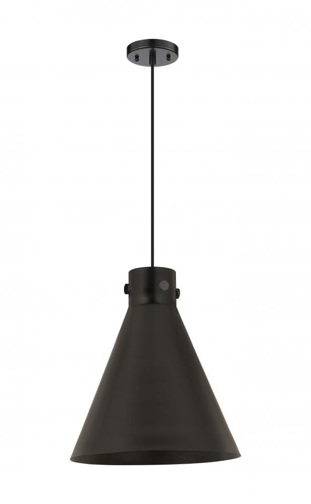 Newton Cone - 1 Light - 14 inch - Matte Black - Cord hung - Pendant