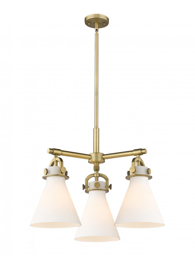 Newton Cone - 3 Light - 21 inch - Brushed Brass - Pendant