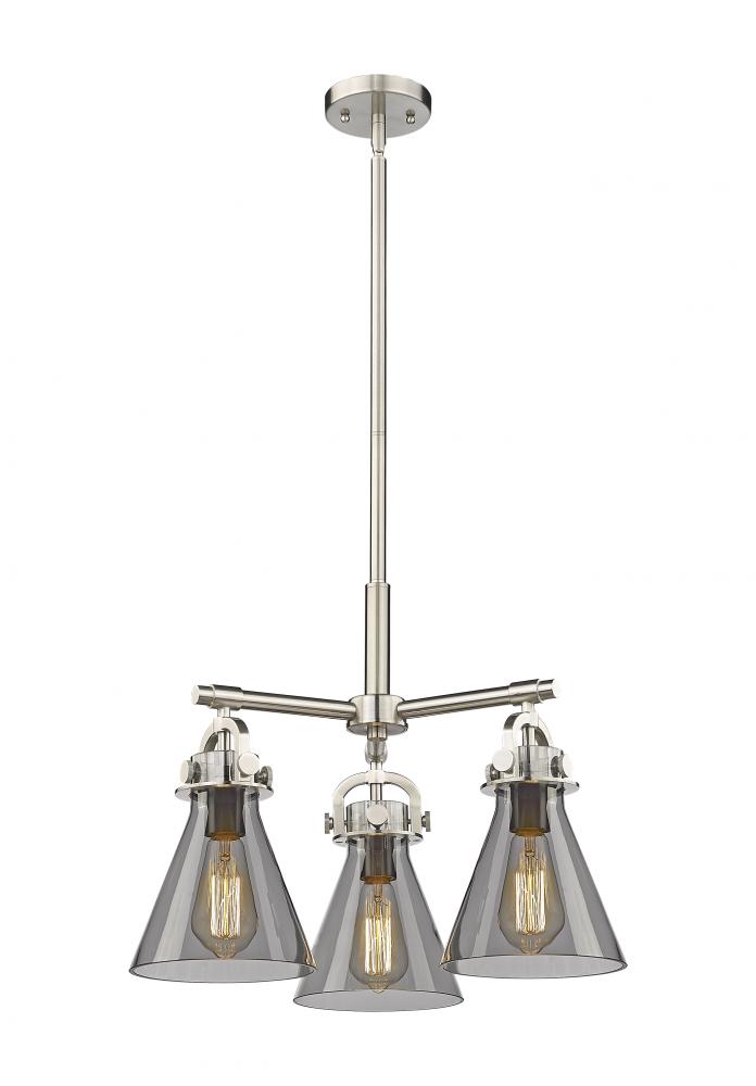 Newton Cone - 3 Light - 21 inch - Satin Nickel - Pendant