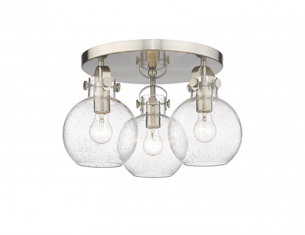 Newton Sphere - 3 Light - 18 inch - Satin Nickel - Flush Mount