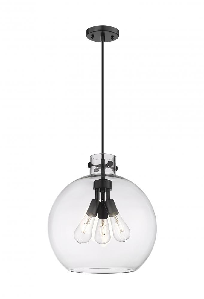 Newton Sphere - 3 Light - 16 inch - Matte Black - Cord hung - Pendant