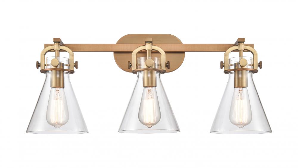 Newton Cone - 3 Light - 27 inch - Brushed Brass - Bath Vanity Light