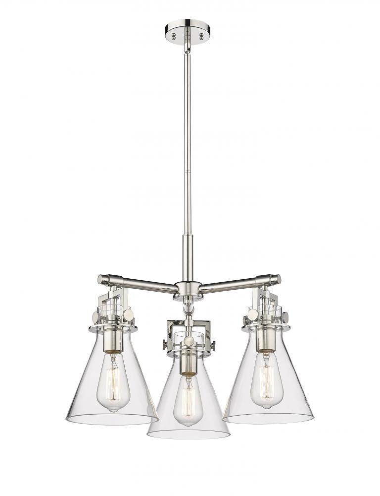 Newton Cone - 3 Light - 21 inch - Polished Nickel - Pendant