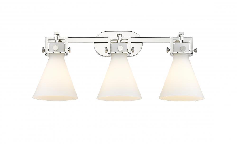 Newton Cone - 3 Light - 27 inch - Polished Nickel - Bath Vanity Light