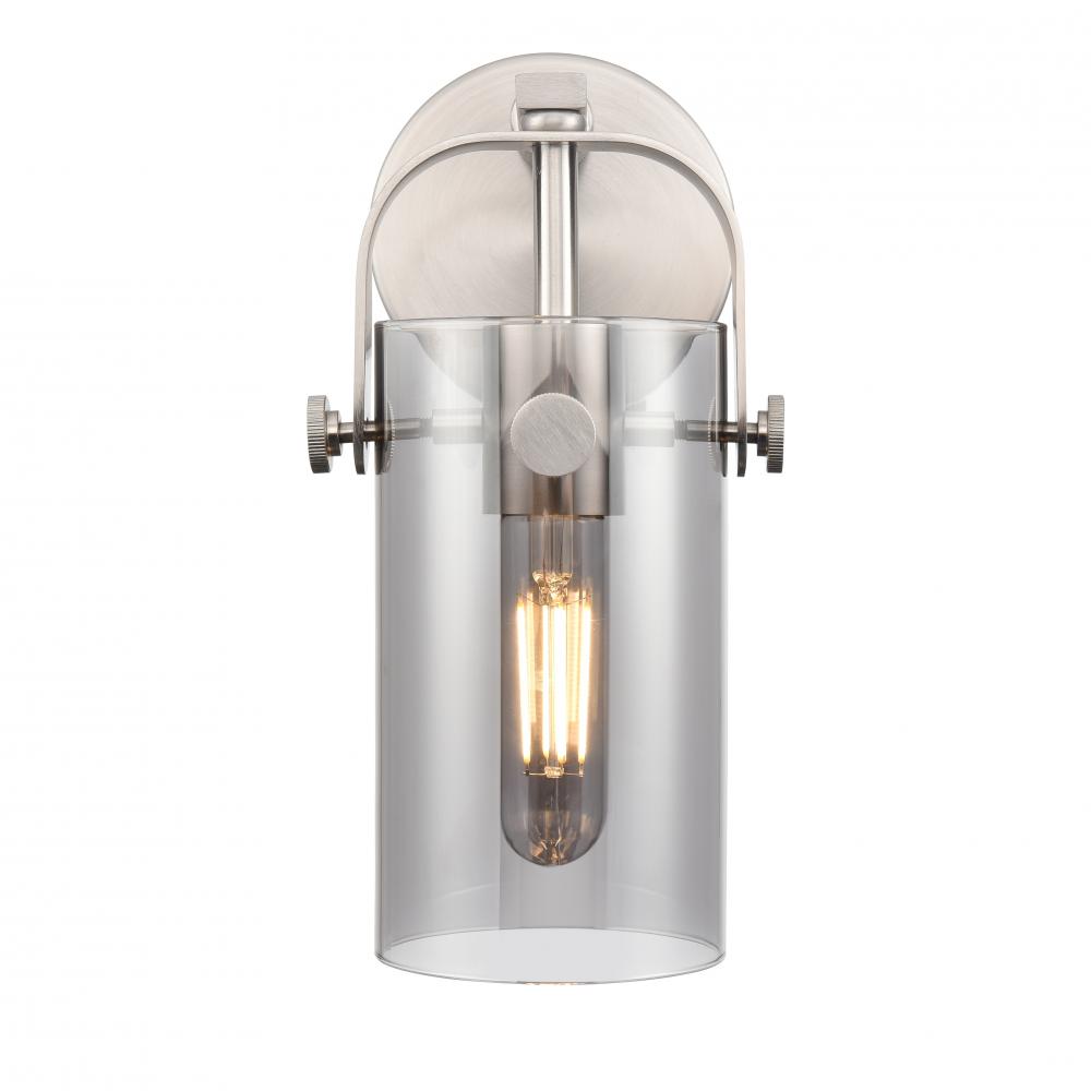 Pilaster II Cylinder - 1 Light - 7 inch Long Glass - Satin Nickel - Sconce