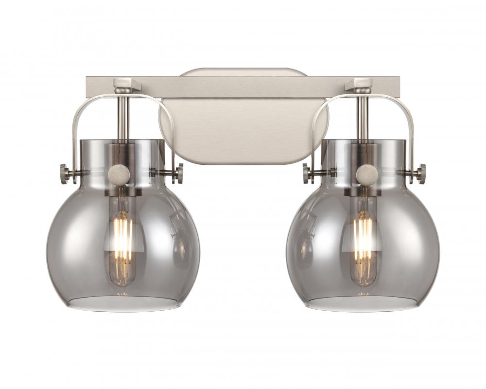 Pilaster II Sphere - 2 Light - 17 inch - Satin Nickel - Bath Vanity Light