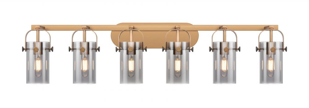 Pilaster II Cylinder - 6 Light - 44 inch - Brushed Brass - Bath Vanity Light