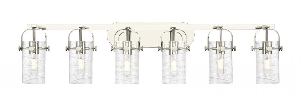 Pilaster II Cylinder - 6 Light - 44 inch - Polished Nickel - Bath Vanity Light