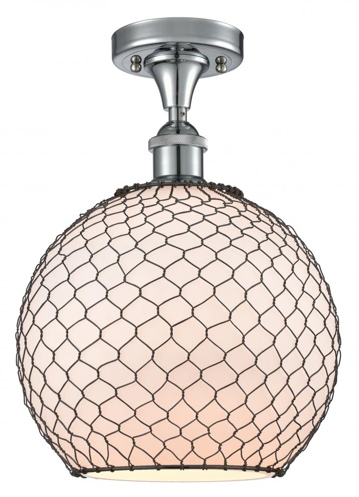 Farmhouse Chicken Wire - 1 Light - 10 inch - Polished Chrome - Semi-Flush Mount