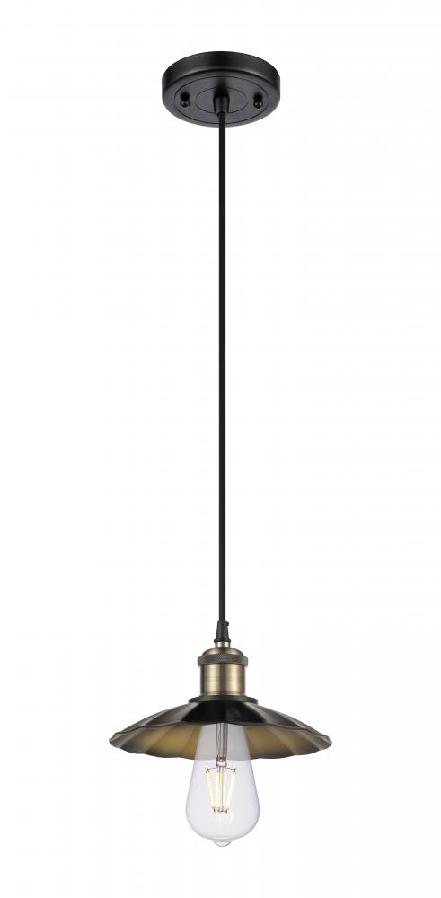 Scallop - 1 Light - 8 inch - Black Antique Brass - Cord Hung - Mini Pendant